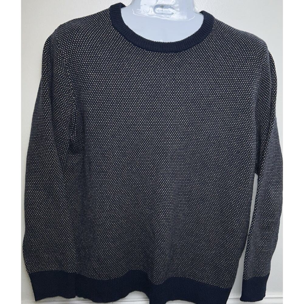 J Crew Rugged Sweater Wool Blend Navy Birdseye Blue Men's XL Pullover Crew